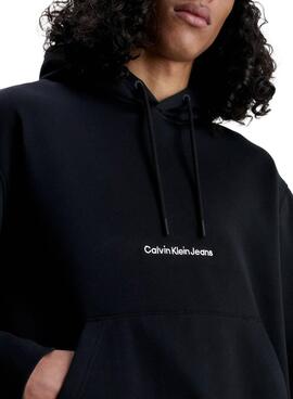 Sweat Calvin Klein Institutional Hoodie Noire