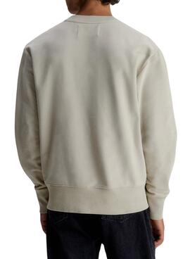 Sweat Calvin Klein Jeans Tissé Tab Crew Beige