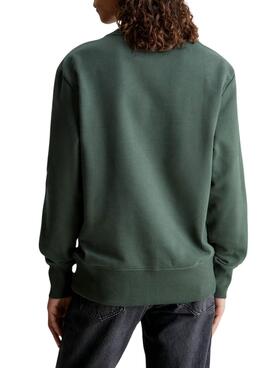 Sweat Calvin Klein Jeans Tissé Tab Crew Vert