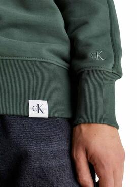 Sweat Calvin Klein Jeans Tissé Tab Crew Vert