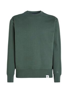 Sweat Calvin Klein Jeans Tissé Tab Crew Vert