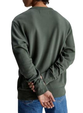Sweat Calvin Klein Jeans Badge Vert Homme