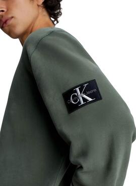 Sweat Calvin Klein Jeans Badge Vert Homme