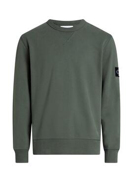 Sweat Calvin Klein Jeans Badge Vert Homme