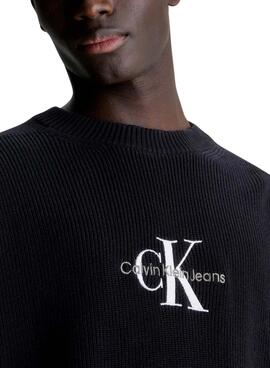 Pull Calvin Klein Jeans Jumpsuitlogo Noire Homme
