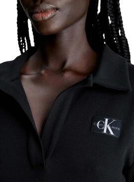 Robe Calvin Klein Jeans Étiquette de collier Rib Noire