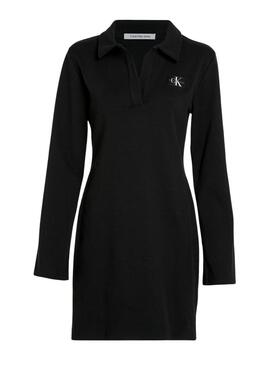 Robe Calvin Klein Jeans Étiquette de collier Rib Noire