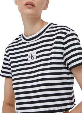 T-Shirt Calvin Klein Jeans Striped Noire Femme