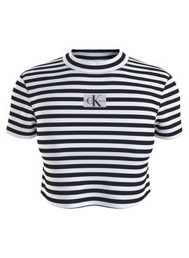 T-Shirt Calvin Klein Jeans Striped Noire Femme