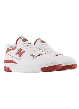 Baskets New Balance BB550 Blanc Rouge Femme