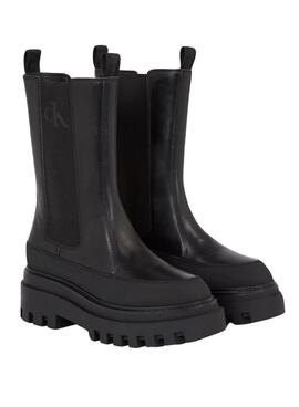 Bootss Calvin Klein Chelsea Flatforme Noire Femme