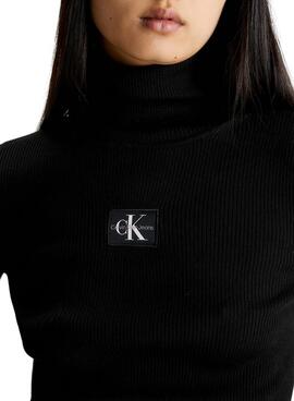 Pull Col roulé Calvin Klein Badge Noire