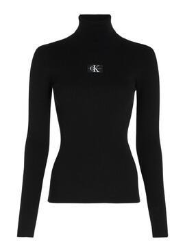 Pull Col roulé Calvin Klein Badge Noire