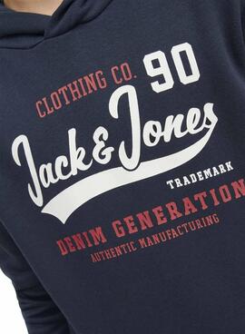Sweat Jack & Jones Logo Bleu Marine Garçon