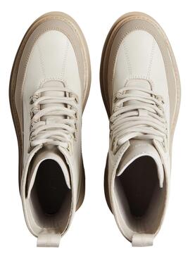 Bootss Calvin Klein Jeans Flatforme Lace Beige Femme
