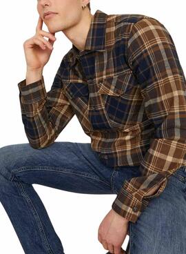 Chemise Jack & Jones Eddie Cadres Brun Homme