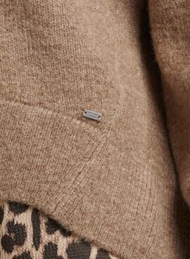 Pull Superdry V Neck Oversized Beige Femme