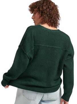 Pull Superdry V Neck Oversized Vert Femme