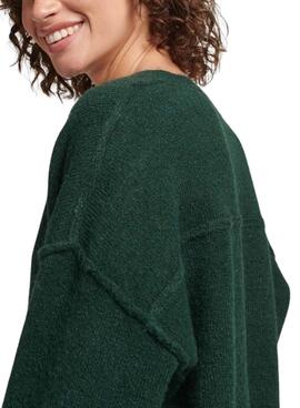 Pull Superdry V Neck Oversized Vert Femme