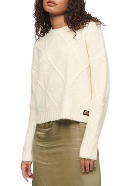 Pull Superdry Chunky Câble Beige pour Femme