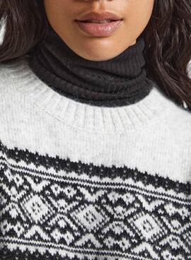 Pull Pepe Jeans Elodie Blanc Jacquard Femme