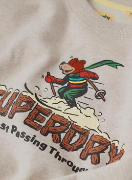 Sweat Superdry Travel Carte postale Gris Femme