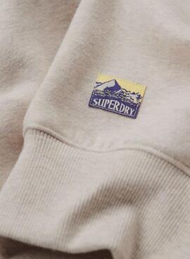 Sweat Superdry Travel Carte postale Gris Femme