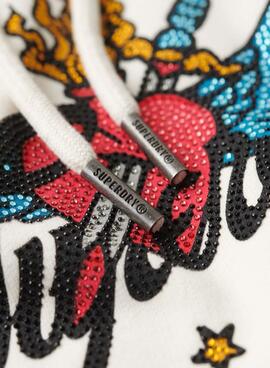 Sweat Superdry Tattoo Blanc pour Femme