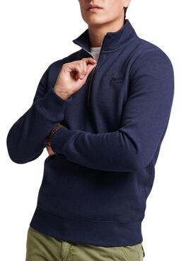 Sweat Superdry Essential Half Zip Bleu Marine Homme