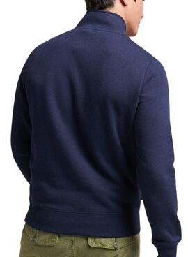 Sweat Superdry Essential Half Zip Bleu Marine Homme