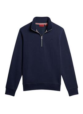 Sweat Superdry Essential Half Zip Bleu Marine Homme