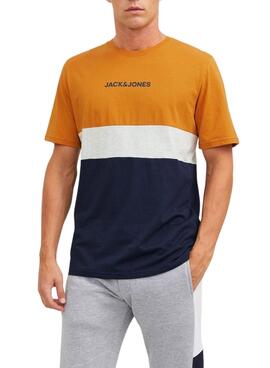 T-Shirt Jack & Jones Eired Block Orange Homme