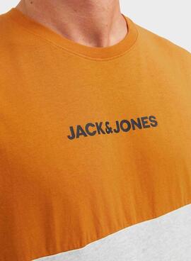 T-Shirt Jack & Jones Eired Block Orange Homme