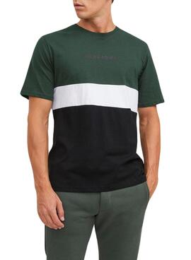 T-Shirt Jack & Jones Eired Block Vert Homme