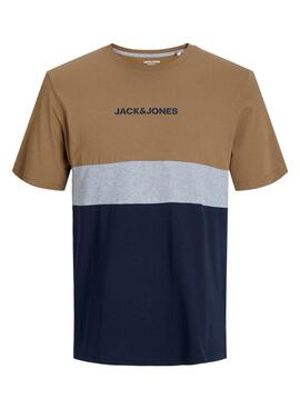 T-Shirt Jack & Jones Eired  Block Brun Homme