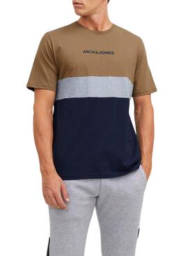 T-Shirt Jack & Jones Eired  Block Brun Homme