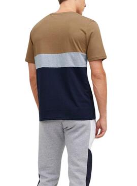 T-Shirt Jack & Jones Eired  Block Brun Homme