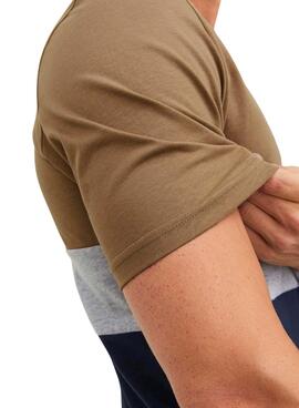 T-Shirt Jack & Jones Eired  Block Brun Homme