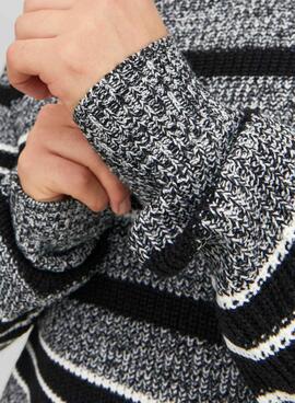 Pull Jack & Jones Torsion Rayures Gris pour Homme