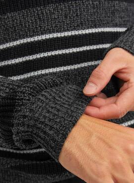 Pull Jack & Jones Torsion Rayures Noire Homme