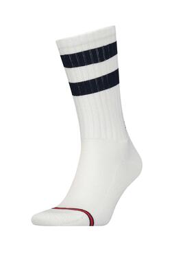 Chaussettes Tommy Jeans TH Uni Sport Blanc Bleu Marine