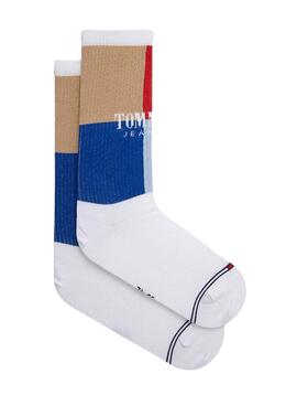 Chaussettes Tommy Jeans TH Uni Colorblock Blanc