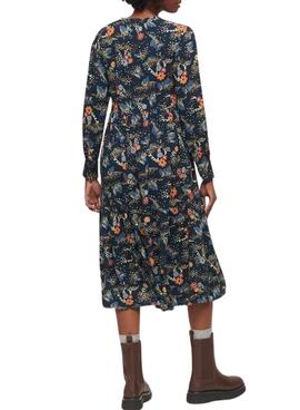 Robe Superdry Long Tierouge Midi Bleu Marine Femme