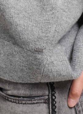 Pull Superdry V-Neck Oversized Gris pour Femme