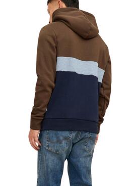 Sweat Jack & Jones Reid Block Brun Homme