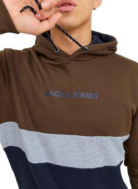 Sweat Jack & Jones Reid Block Brun Homme