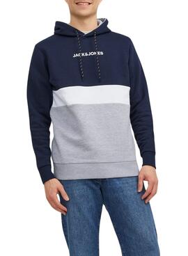 Sweat Jack & Jones Reid Block Bleu Marine Homme
