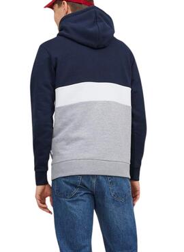 Sweat Jack & Jones Reid Block Bleu Marine Homme