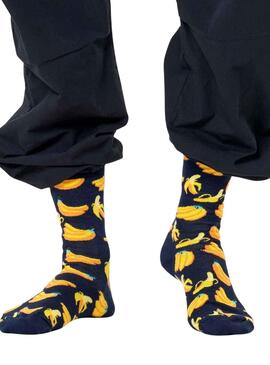 Chaussettes Happy Socks Banane Noires pour Homme