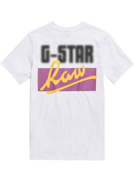 T-Shirt G-Star Back Slim Blanc pour Homme